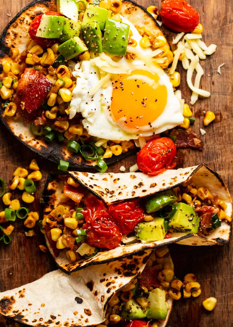Miso Butter Corn tacos for breakfasts with eggs
