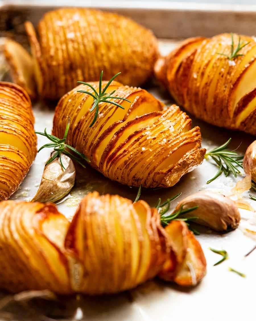 Hasselback potatoes fresh out of the oven