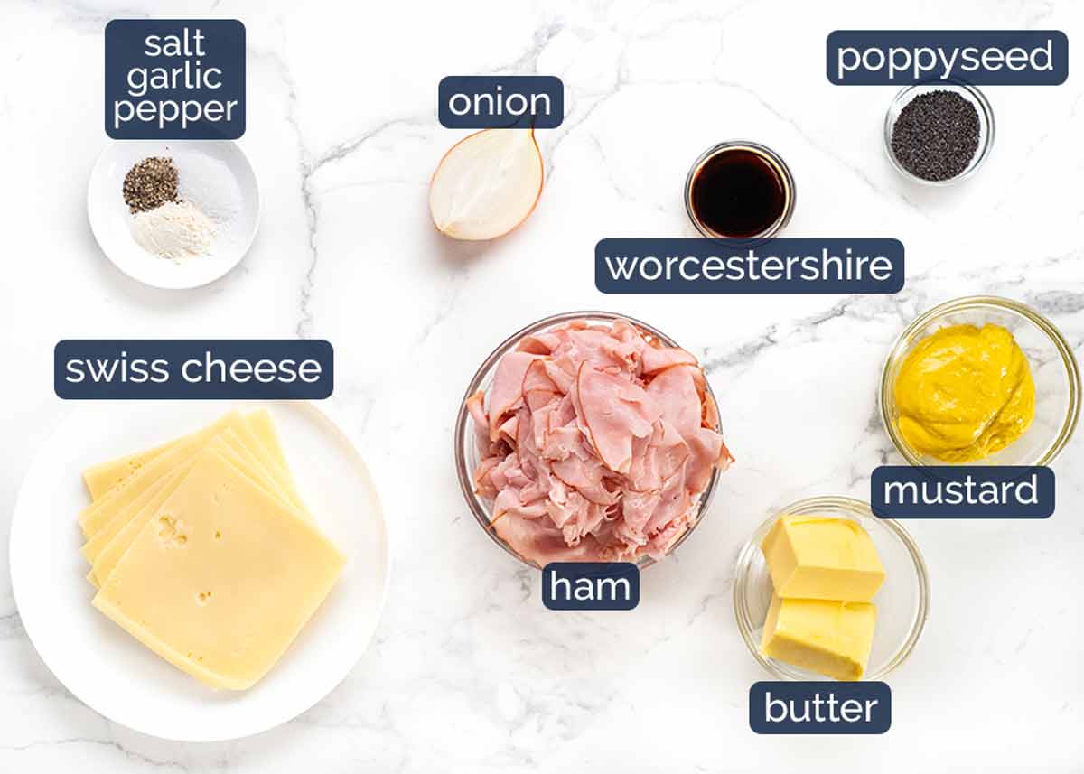 Ingredients for Hot Ham and Cheese Sliders