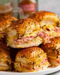 Stack of Hot Ham and Cheese Sliders