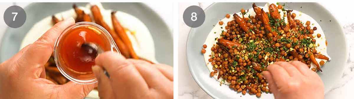 How to make Spicy maple roasted carrots with crispy chickpeas with yogurt sauce